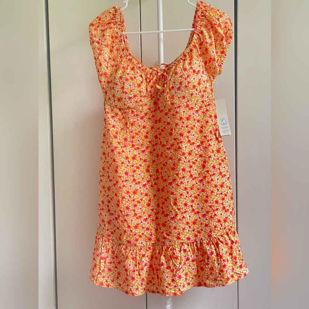 No Boundaries Floral Mini Dress - Orange and Pink